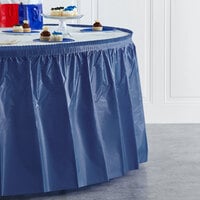 Creative Converting 10036 14' x 29 inch Navy Blue Plastic Table Skirt