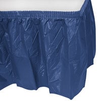 Creative Converting 10036 14' x 29" Navy Blue Plastic Table Skirt
