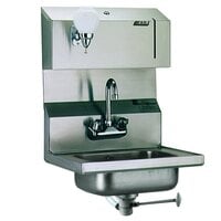Eagle Group HSA-10-FODP Hand Sink with Gooseneck Faucet, Towel Dispenser, Soap Dispenser, Polymer Drain Lever, and Overflow
