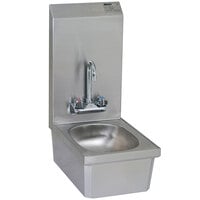 Eagle Group HSANT-FS Space Saver Hand Sink with Splash Mount Gooseneck Faucet, 19 1/2" Backsplash, Skirt, and Basket Drain