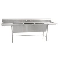 Eagle Group S14-20-3-18-SL Three 20 inch x 20 inch Bowl Stainless Steel Fabricated Compartment Sink with Two 18 inch Drainboards