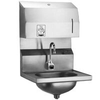 Eagle Group HSA-10-FDPEE-MG MicroGard Electronic Hand Sink with Gooseneck Faucet, Towel Dispenser, Electronic Soap Dispenser, and Basket Drain