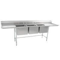 Eagle Group S16-28-3-18 Three 28 inch x 20 inch Bowl Stainless Steel Fabricated Compartment Sink with Two 18 inch Drainboards