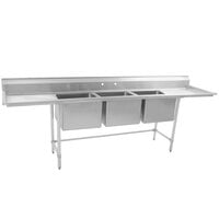 Eagle Group S16-20-3-18 Three 20 inch x 20 inch Bowl Stainless Steel Fabricated Compartment Sink with Two 18 inch Drainboards