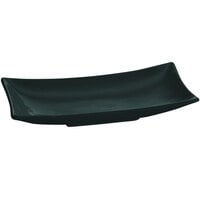 Tablecraft CW11045BKGS Black with Green Speckle 13" x 7" Cast Aluminum Flared Rectangle Platter