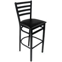BFM Seating Lima Sand Black Steel Bar Height Chair with 2" Black Vinyl Seat