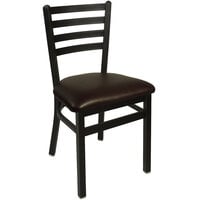 BFM Seating 2160CDBV-SB Lima Sand Black Steel Side Chair with 2" Dark Brown Vinyl Seat