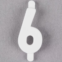 3/4 inch White Molded Plastic Number 6 Deli Tag Insert - 50/Set