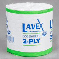 Lavex Janitorial Individually-Wrapped 2-Ply Standard 500 Sheet Toilet Paper Roll - 96/Case