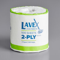 Lavex Individually-Wrapped 2-Ply Standard Toilet Paper, 500 Sheets / Roll - 96/Case