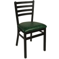 BFM Seating 2160CGNV-SB Lima Sand Black Steel Side Chair with 2" Green Vinyl Seat