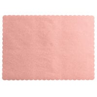 Choice 10 inch x 14 inch Dusty Rose Colored Paper Placemat with Scalloped Edge - 1000/Case