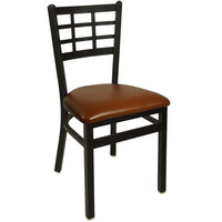 BFM Seating 2163CLBV-SB Marietta Sand Black Steel Side Chair with 2" Light Brown Vinyl Seat