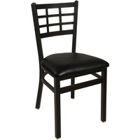 BFM Seating Marietta Sand Black Steel Side Chair with 2" Black Vinyl Seat