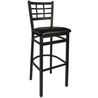 BFM Seating Marietta Sand Black Steel Bar Height Chair with 2" Black Vinyl Seat