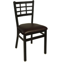 BFM Seating Marietta Sand Black Steel Side Chair with 2" Dark Brown Vinyl Seat
