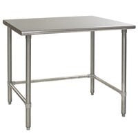 Eagle Group T3660STEB 36" x 60" Open Base Stainless Steel Commercial Work Table