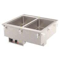 Vollrath 3639901 Modular Drop In Two Compartment Hot Food Well with Infinite Controls and Standard Drain - 120V, 2000W