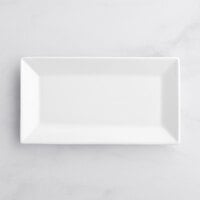 Acopa 10" x 5 1/2" Bright White Rectangular Porcelain Platter - 24/Case