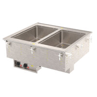 Vollrath 3647250 Modular Drop In Two Compartment Hot Food Well with Infinite Controls and Manifold Drain - 240V, 1250W