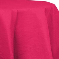 Creative Converting 923277 82 inch Hot Magenta Pink OctyRound Tissue / Poly Table Cover - 12/Case