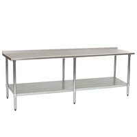 Eagle Group UT24120B 24" x 120" Stainless Steel Work Table with Undershelf and 1 1/2" Backsplash