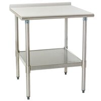 Eagle Group UT3036EB 30 inch x 36 inch Stainless Steel Work Table with Undershelf and 1 1/2 inch Backsplash