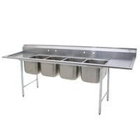 Eagle Group 414-18-4-18 Four 18 inch Bowl Stainless Steel Commercial Compartment Sink with Two 18 inch Drainboards