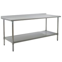 Eagle Group UT3084B 30 inch x 84 inch Stainless Steel Work Table with Undershelf and 1 1/2 inch Backsplash