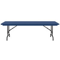 Correll Adjustable Height Folding Table, 30 inch x 72 inch Plastic, Blue - Standard Legs - R-Series
