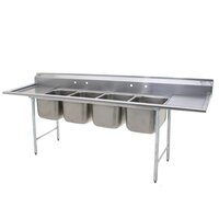Eagle Group 414-24-4-18 Four 24 inch Bowl Stainless Steel Commercial Compartment Sink with Two 18 inch Drainboards