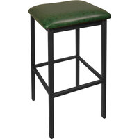 BFM Seating Trent Sand Black Steel Barstool with 2" Green Vinyl Seat