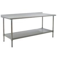 Eagle Group UT3084SEB 30 inch x 84 inch Stainless Steel Work Table with Undershelf and 1 1/2 inch Backsplash