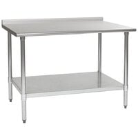 Eagle Group UT3048SEB 30 inch x 48 inch Stainless Steel Work Table with Undershelf and 1 1/2 inch Backsplash