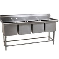 Eagle Group FN2080-4-14/3 Four 20 inch x 20 inch Bowl Stainless Steel Spec-Master Commercial Compartment Sink