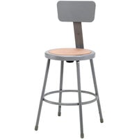 National Public Seating 6224B 24 inch Gray Round Hardboard Lab Stool with Adjustable Backrest