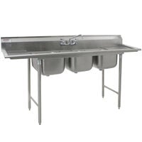 Eagle Group 312-12-3-12 Three 20 inch x 12 inch Bowl Stainless Steel Commercial Compartment Sink with Two Drainboards