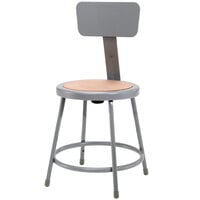 National Public Seating 6218B 18" Gray Round Hardboard Lab Stool with Adjustable Backrest