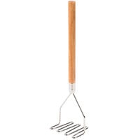 Thunder Group 18" Chrome Plated Square-Faced Potato Masher with Wood Handle