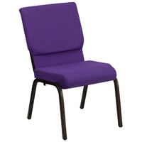 Flash Furniture XU-CH-60096-PU-GG Purple 18 1/2" Wide Church Chair with Gold Vein Frame
