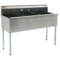 Eagle Group 1854-3-16/4 Three Compartment Stainless Steel Commercial Sink without Drainboard - 55 3/8"