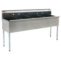 Eagle Group 2172-4-16/3 Four Compartment Stainless Steel Commercial Sink without Drainboard - 73 3/8 inch