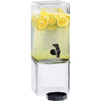 Cal-Mil 1112-1 1.5 Gallon Square Glass Beverage Dispenser with Ice Chamber
