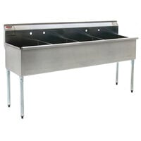 Eagle Group 2172-4-18-16/4 Four Compartment Stainless Steel Commercial Sink with Two Drainboards - 108 1/4"