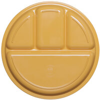 Elite Global Solutions DC1050 Rio 10 1/2 inch Yellow Round Four Compartment Melamine Dish   - 6/Case