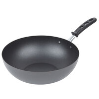 Vollrath 59950 11 inch SteelCoat x3 Non-Stick Carbon Steel Induction Stir Fry Pan with TriVent Silicone Handle