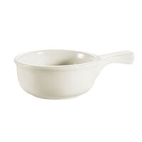 CAC OC-15-W 15 oz. Ivory (American White) China Onion Soup Crock / Bowl with Handle - 24/Case
