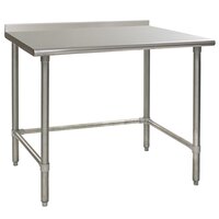 Eagle Group UT3048GTB 30 inch x 48 inch Open Base Stainless Steel Commercial Work Table with 1 1/2 inch Backsplash