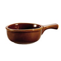 CAC OC-15-H Brown 15 oz. Onion Soup Crock / Bowl with Handle - 24/Case