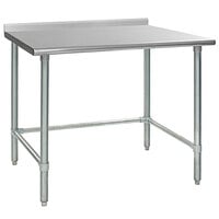 Eagle Group UT2460GTB 24 inch x 60 inch Open Base Stainless Steel Commercial Work Table with 1 1/2 inch Backsplash
